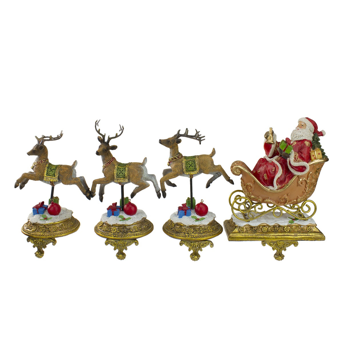  Northlight Santa and Reindeer Christmas Stocking Holders - 9.5