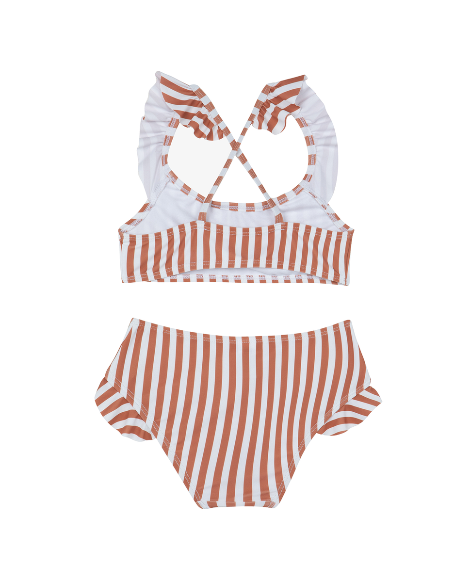  Gottex Kids Sweet Stripe Scoop Neck Ruffle Swim Set - White-Terraco - Bonton