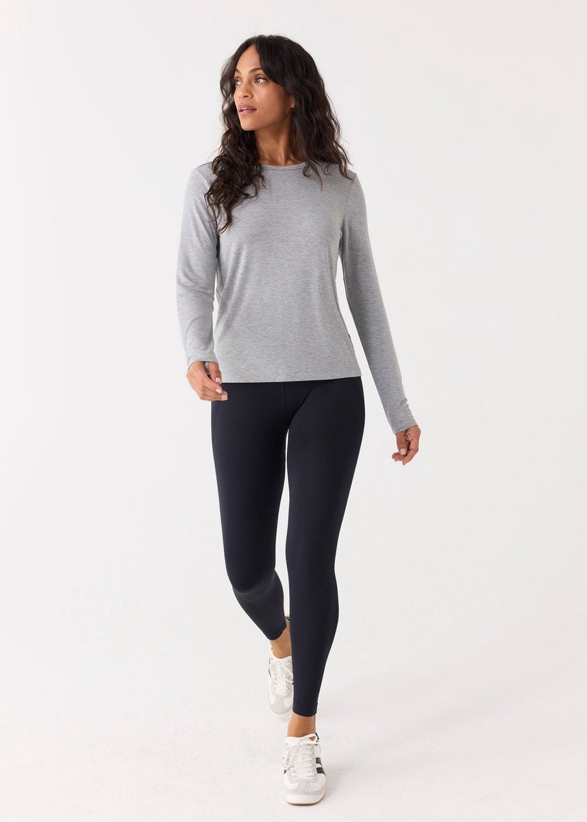  Cabana Life Grey Bamboo Long Sleeve Top - XS - Bonton