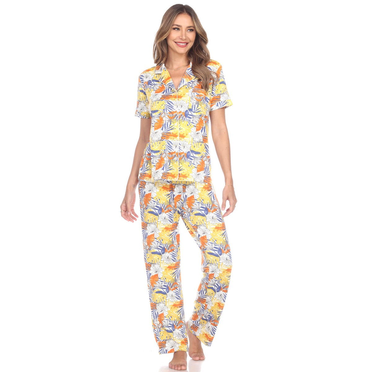  White Mark Women's Tropical Print Pajama Set - XL - Bonton