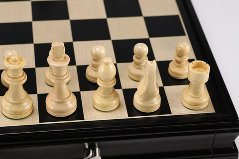 15" Wooden Chess and Checkers Set - Black - Chess Set - Chess-House