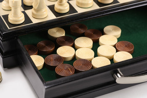15" Wooden Chess and Checkers Set - Black - Chess Set - Chess-House
