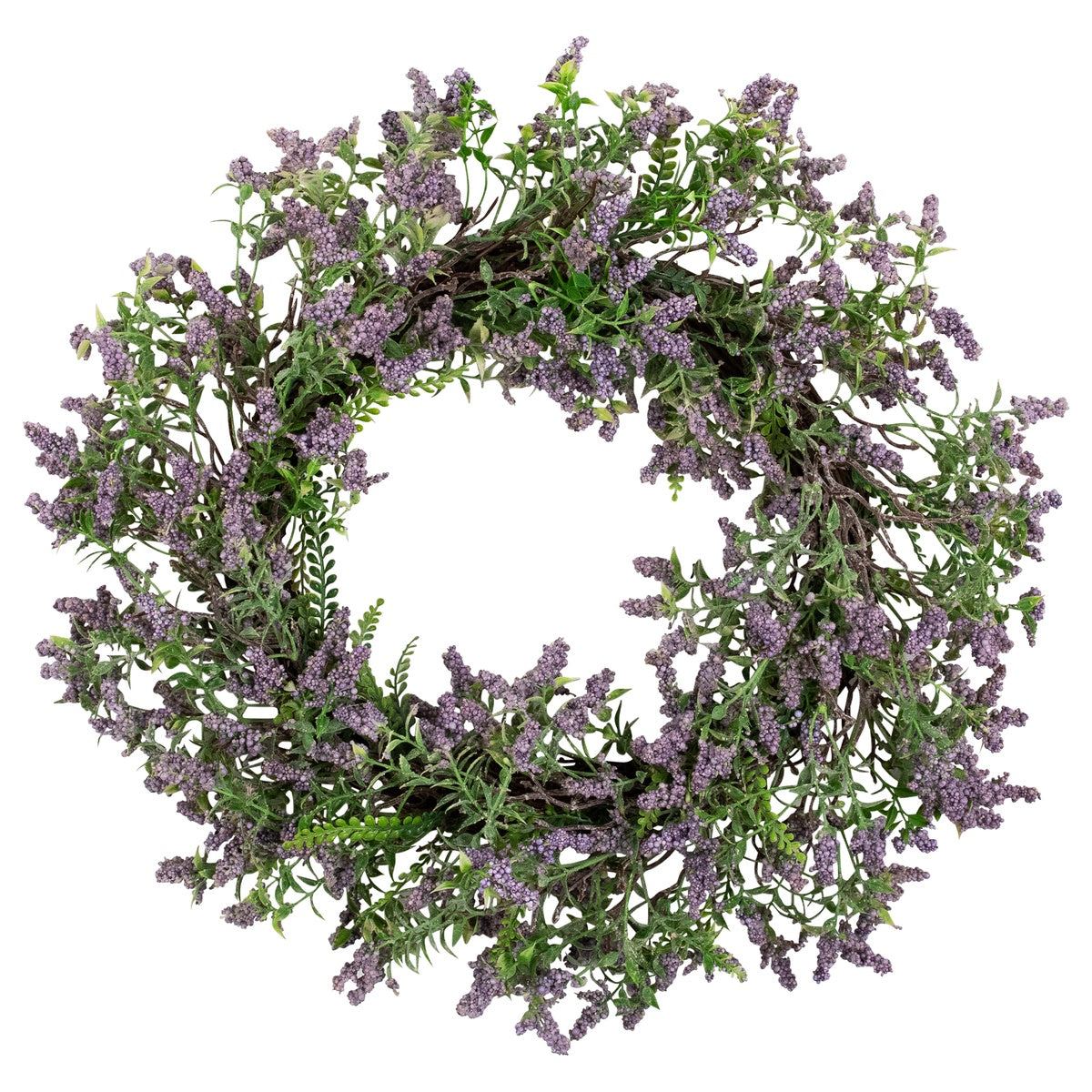  Northlight Lavender and Leaves Spring Floral Artificial Wreath - 22