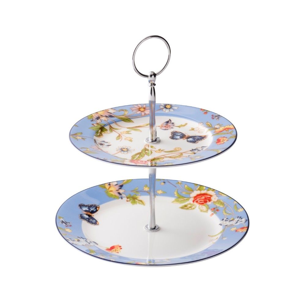  Aynsley China Cottage Garden 2 Tiered Cake Server - Multi - Bonton