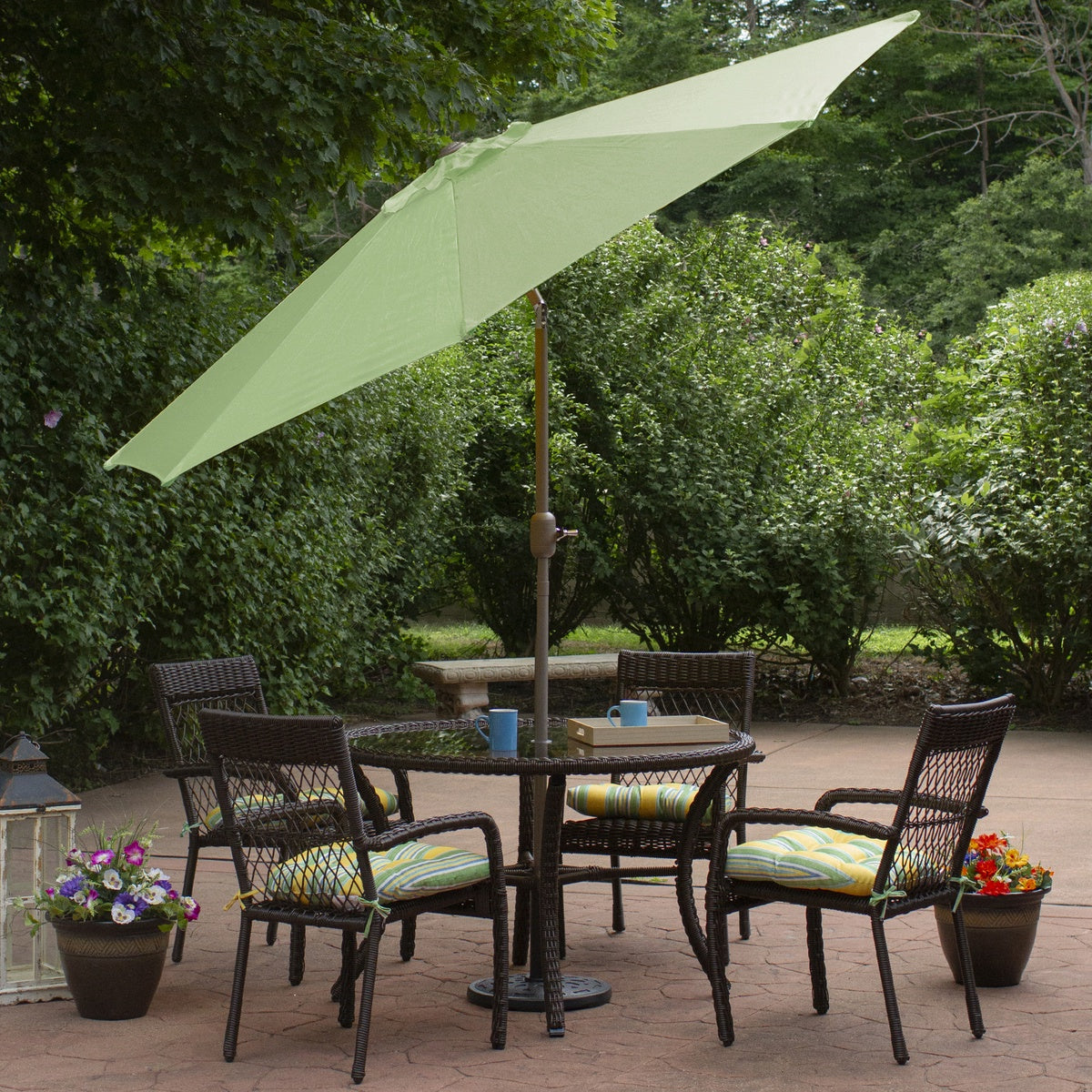  Northlight Outdoor Patio Market Umbrella With Hand Crank and Tilt - 9' - Sage Green - Sage Green - Bonton