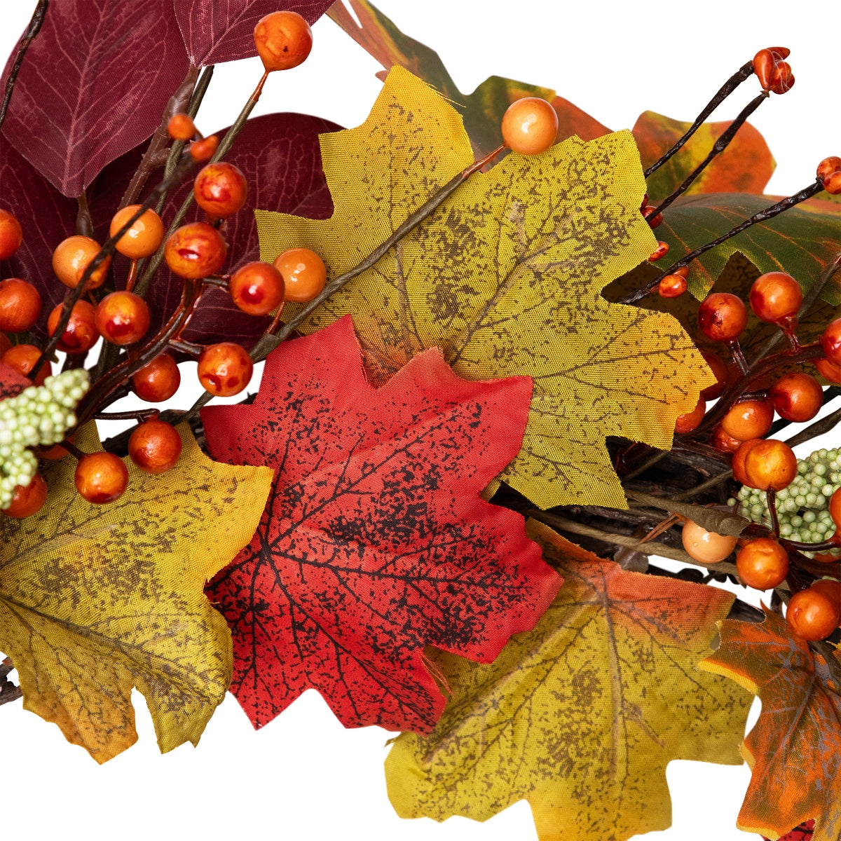  Northlight Leaves and Berries Artificial Fall Harvest Wreath - 20-Inch  Unlit - Default Title - Bonton
