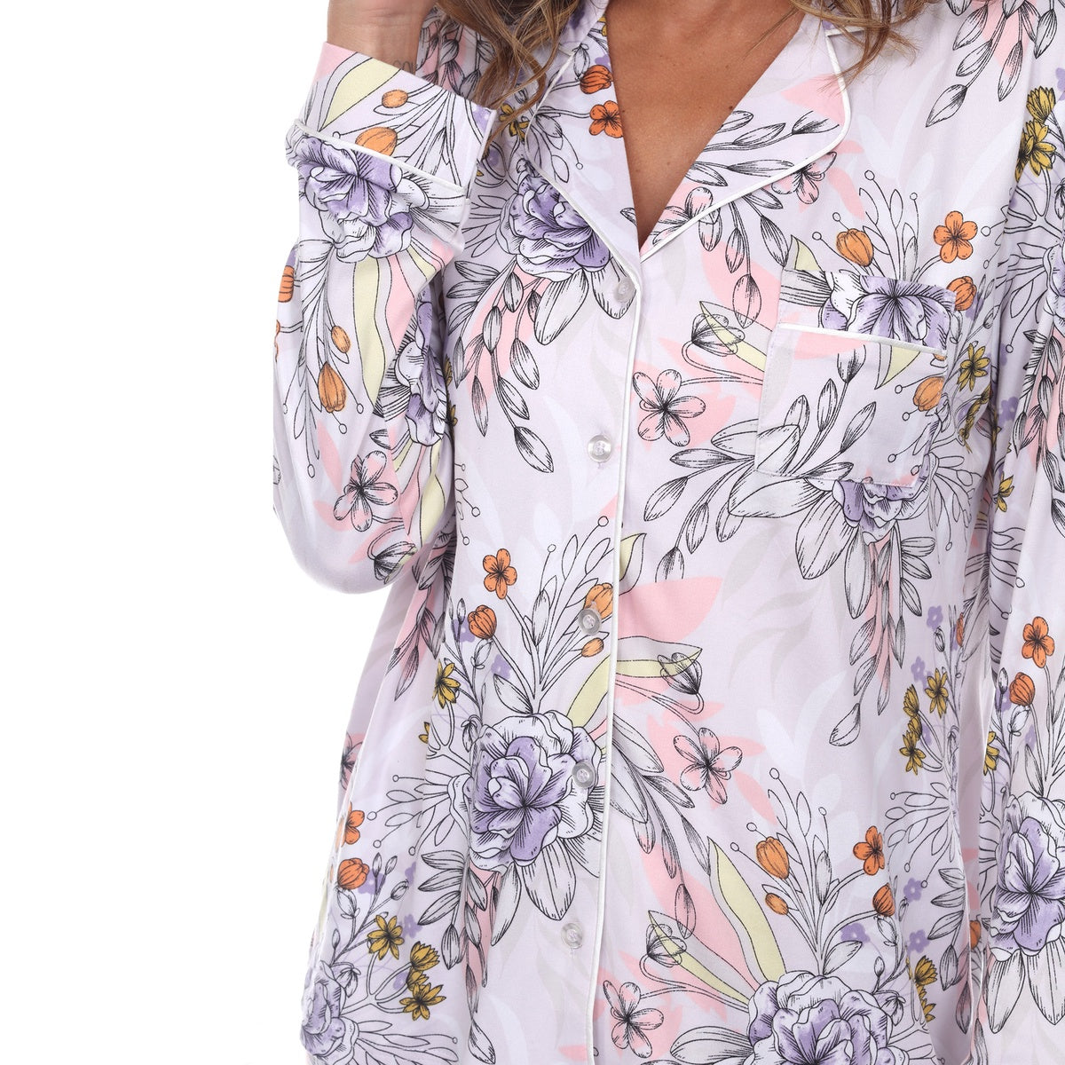  White Mark Women's Long Sleeve Floral Pajama Set - S - Bonton