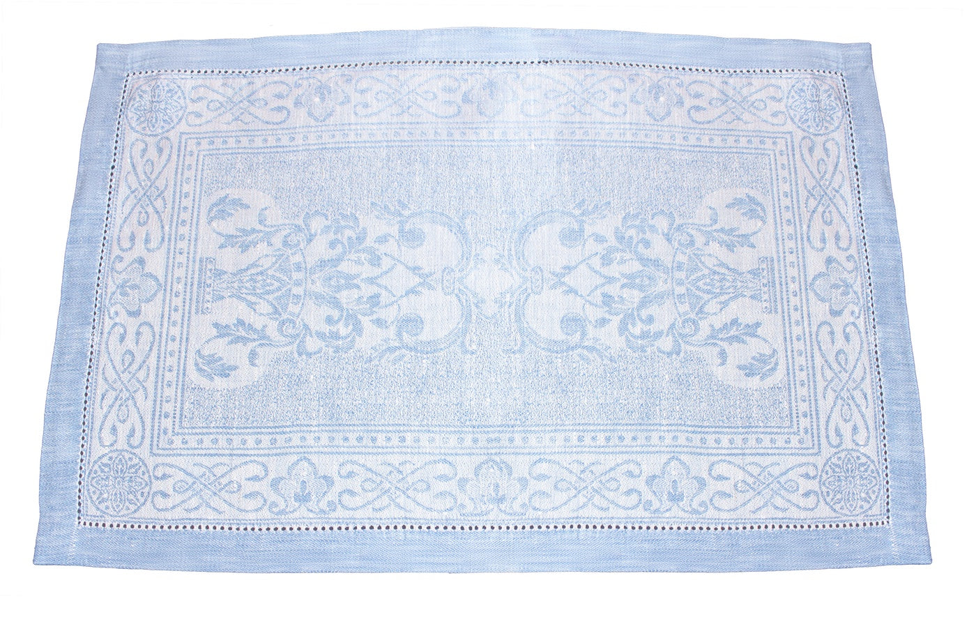  French Home French Home Linen Set of 6 Astra Placemats - Ivory and Light Blue - Default Title - Bonton