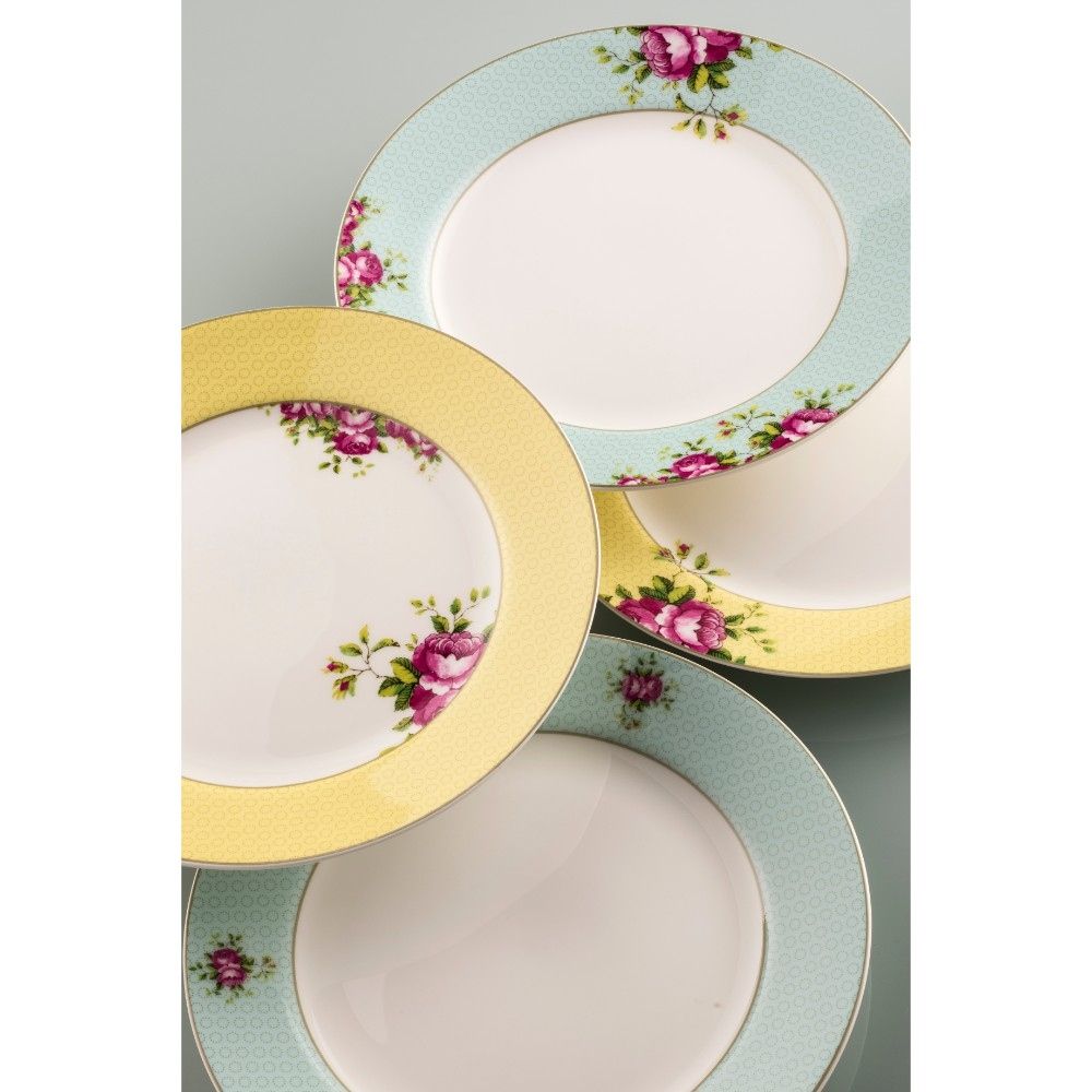  Aynsley China Archive Rose Side Plates Set of 4 - Multi - Bonton