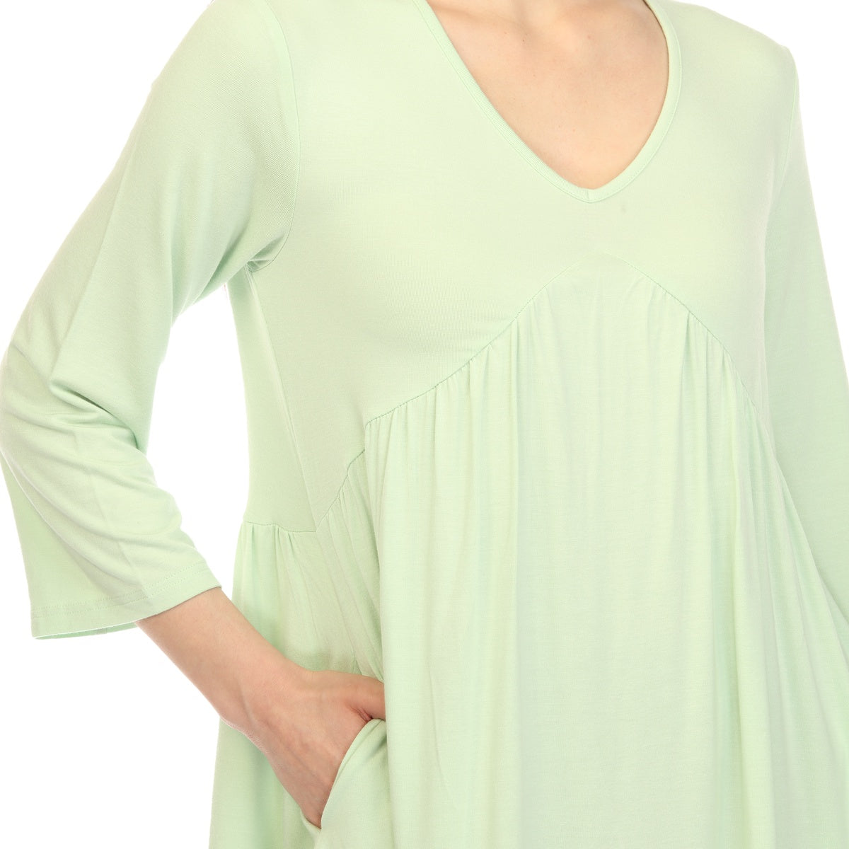  White Mark Women's Empire Waist V-Neck Tunic Top - S - Bonton