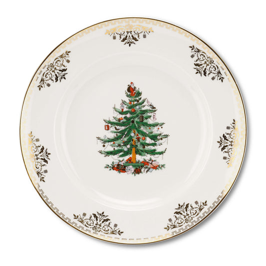 Christmas Tree Gold Dinner Plate Set of 4