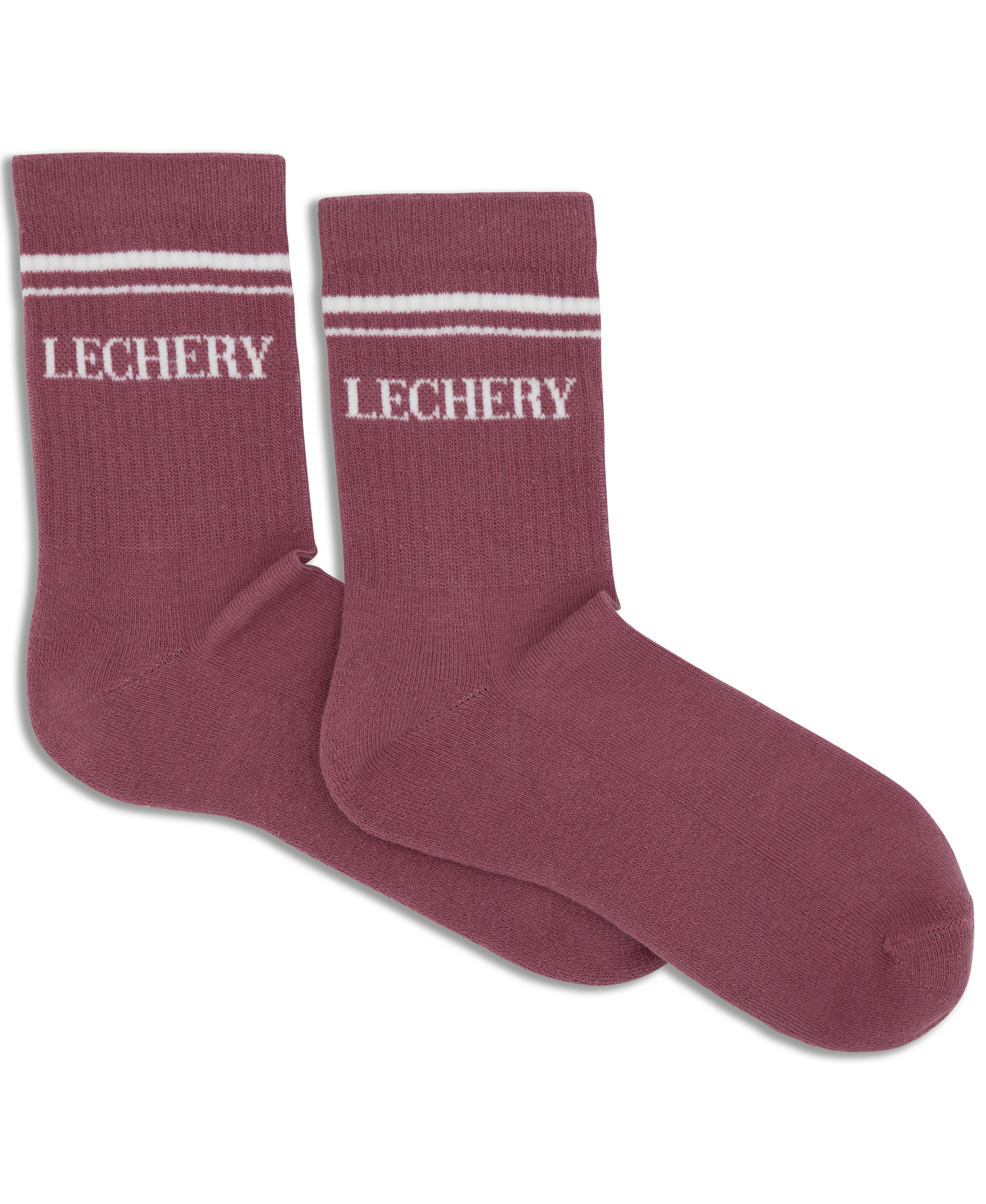  LECHERY LECHERY UNISEX VARSITY STRIPED HALF-CREW SOCKS - BLACK/WHITE - Bonton