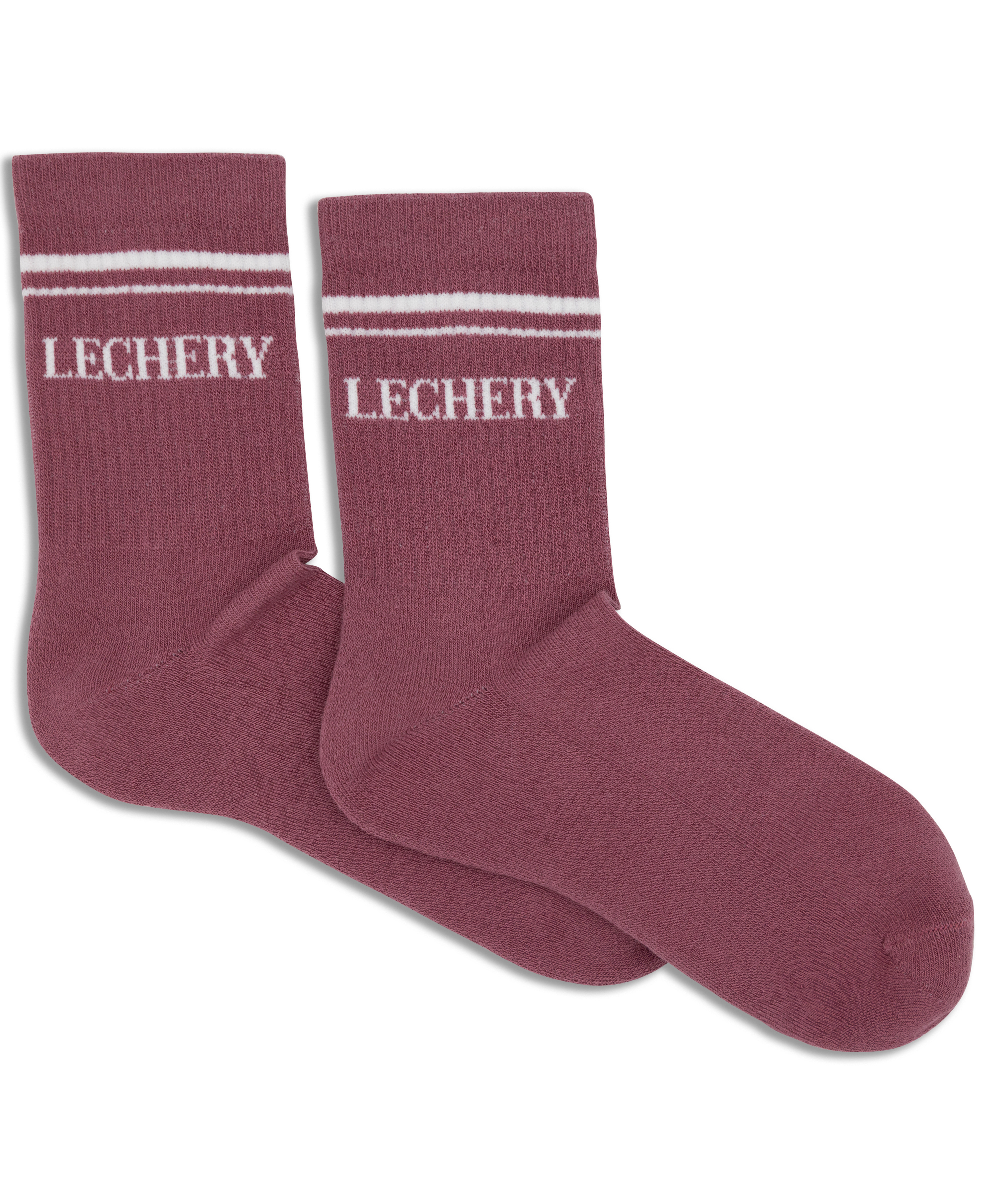  LECHERY LECHERY UNISEX VARSITY STRIPED HALF-CREW SOCKS - IVORY/WHITE - Bonton