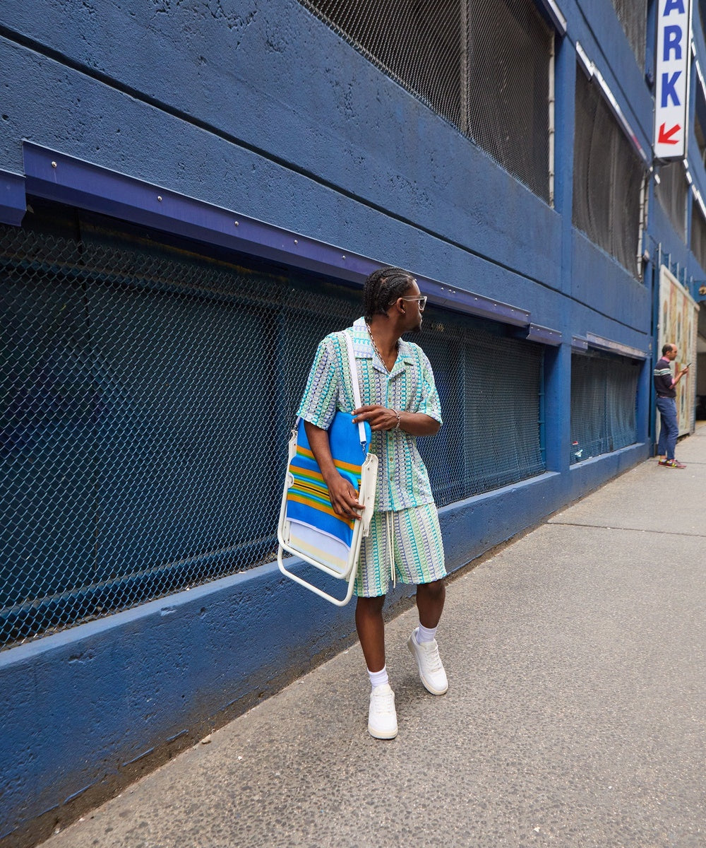  Reason Clothing Textured Knit Short Sleeve Button Down Shirt - Light Blue - MULTI - Bonton