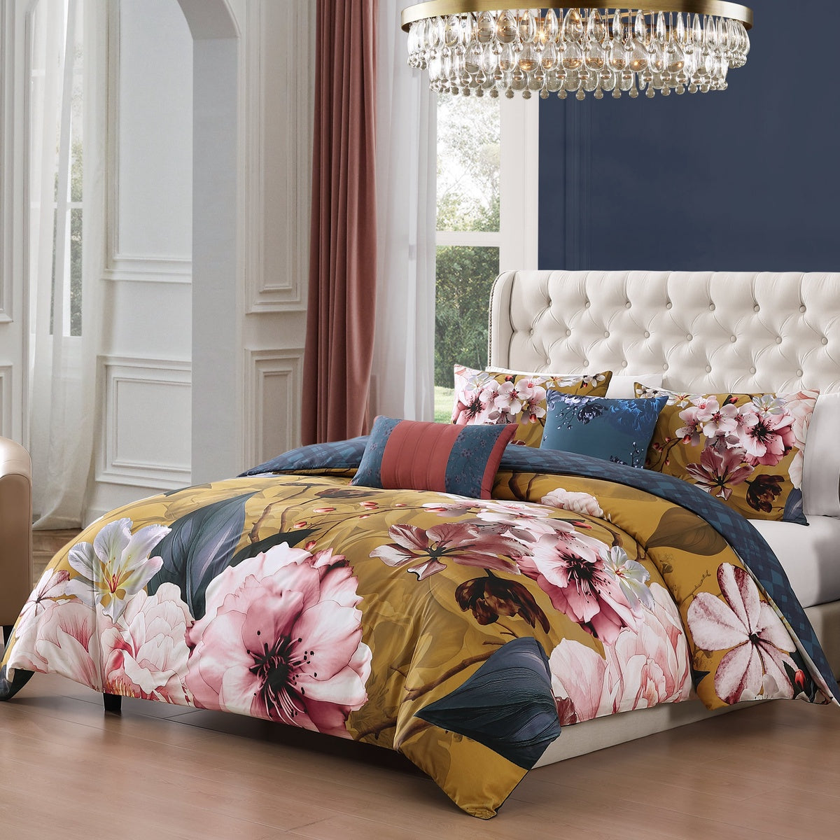  Bebejan Bebejan Golden Bounty 5 Piece Reversible Comforter Set - QUEEN - Bonton