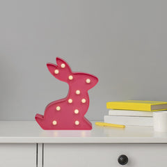 9.5" LED Lighted Pink Easter Bunny Marquee Wall Sign