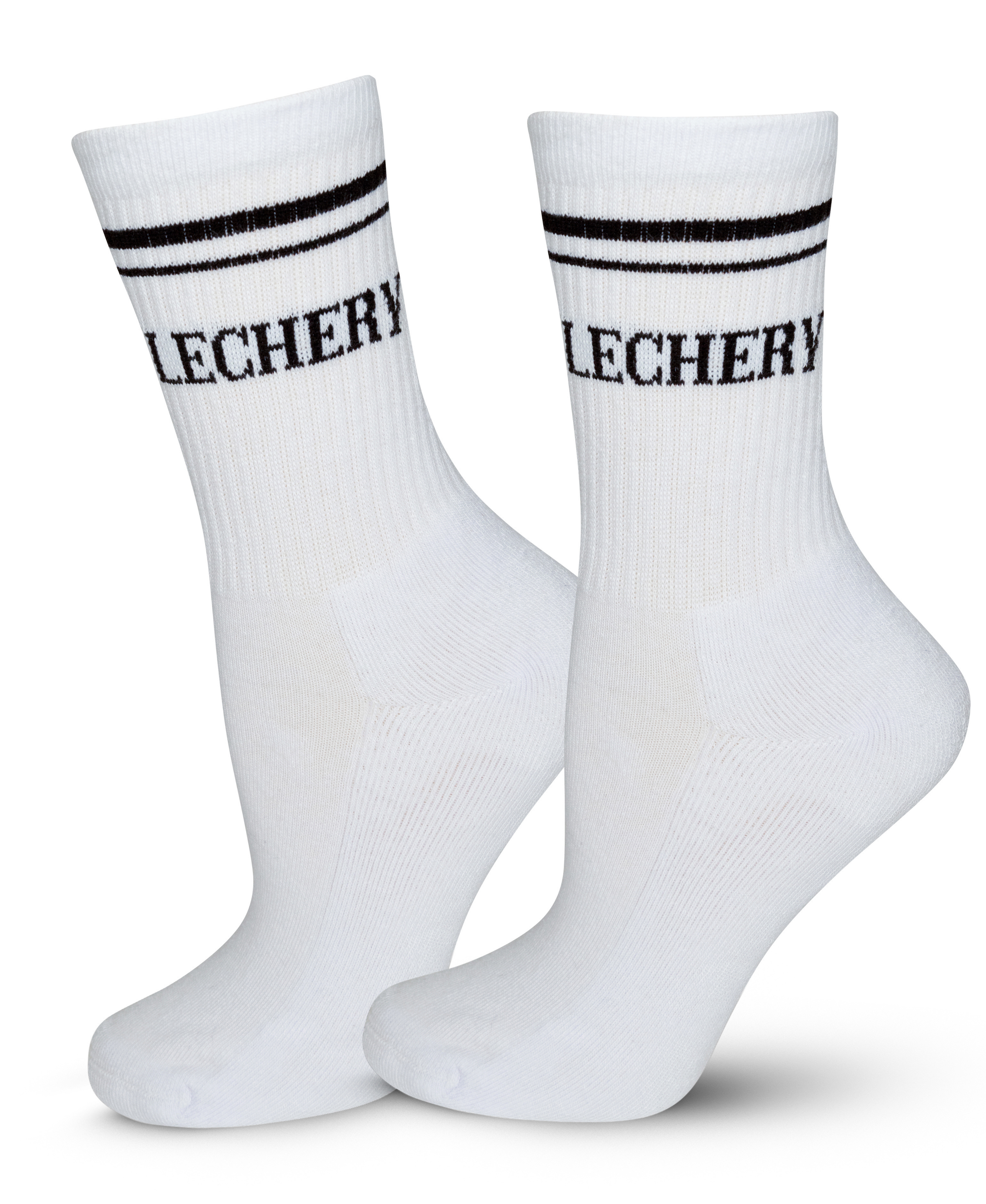  LECHERY LECHERY UNISEX VARSITY STRIPED HALF-CREW SOCKS - BLACK/WHITE - Bonton