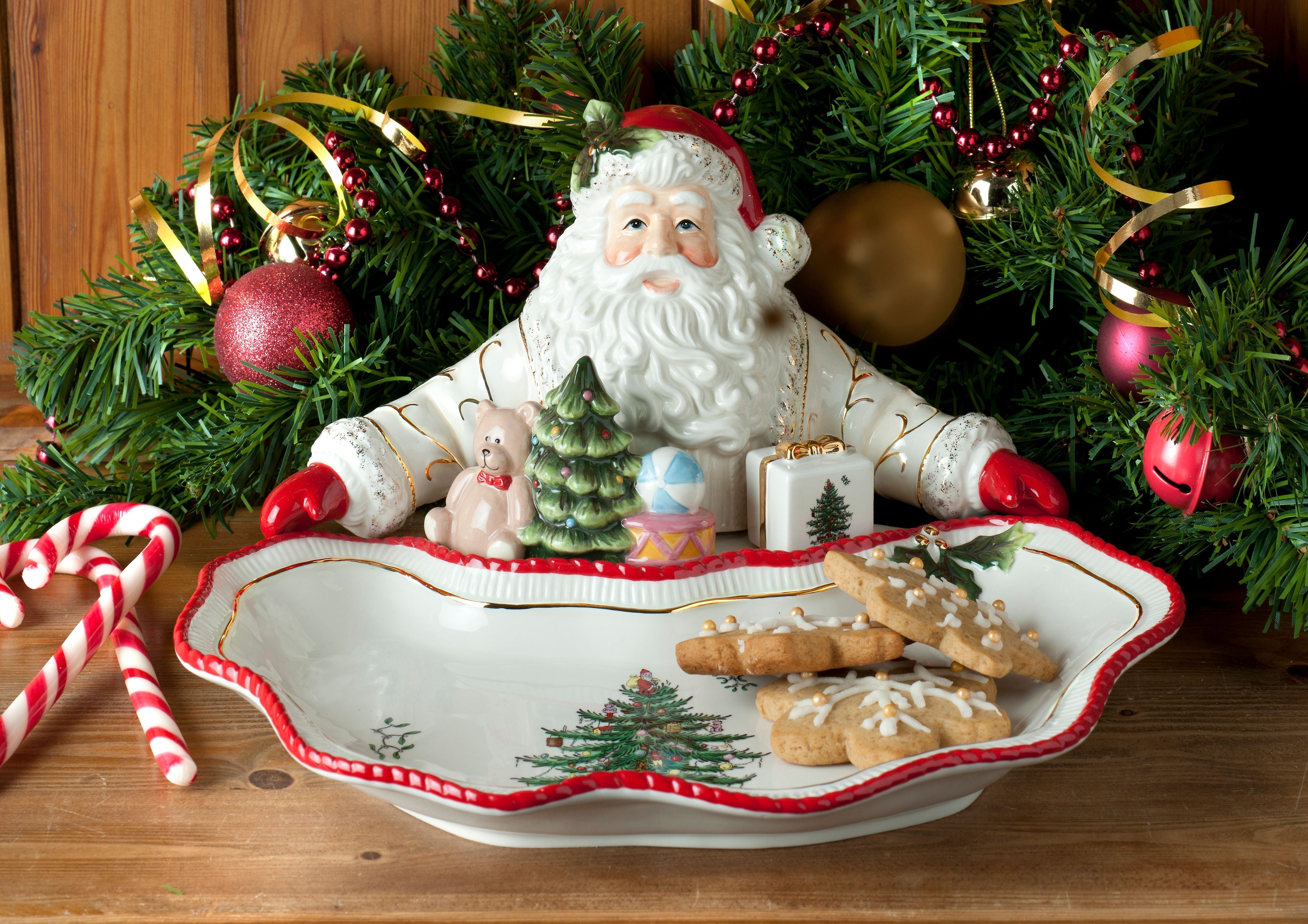  Spode Christmas Tree Figural Santa Dish - White - Bonton