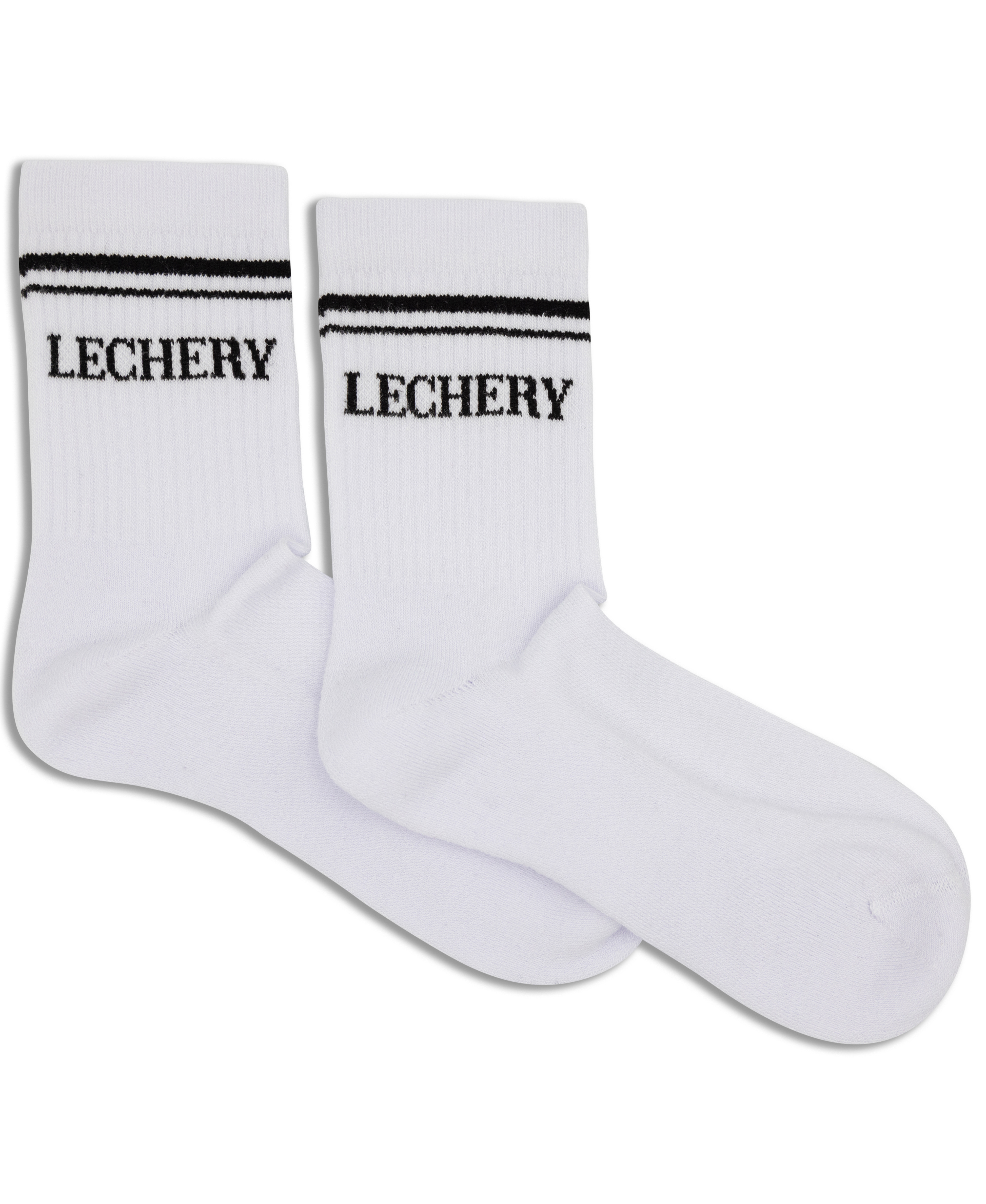  LECHERY LECHERY UNISEX VARSITY STRIPED HALF-CREW SOCKS - BLACK/WHITE - Bonton