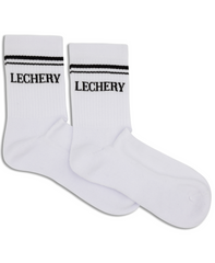 LECHERY UNISEX VARSITY STRIPED HALF-CREW SOCKS