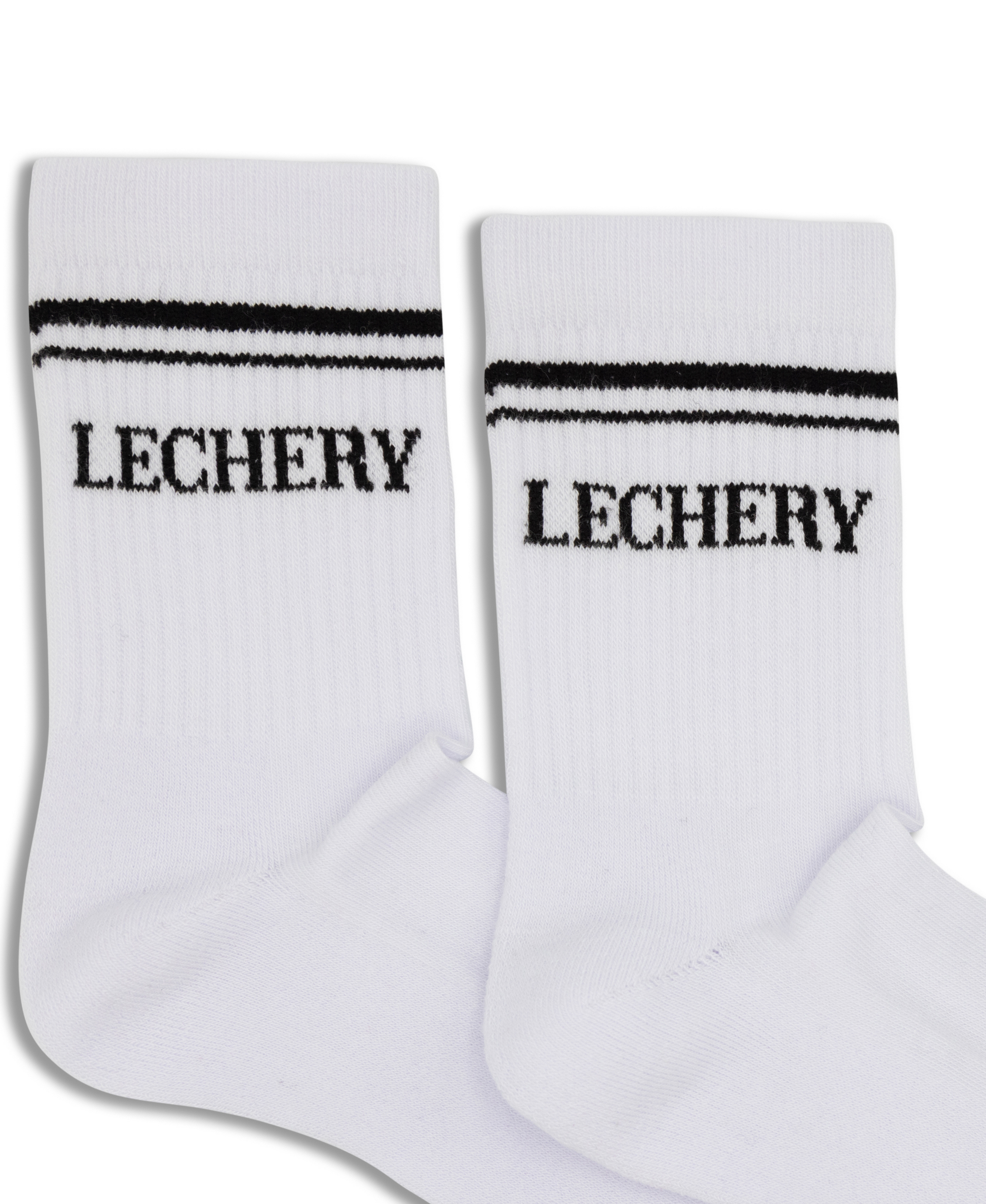  LECHERY LECHERY UNISEX VARSITY STRIPED HALF-CREW SOCKS - BLACK/WHITE - Bonton