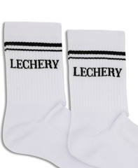 LECHERY UNISEX VARSITY STRIPED HALF-CREW SOCKS