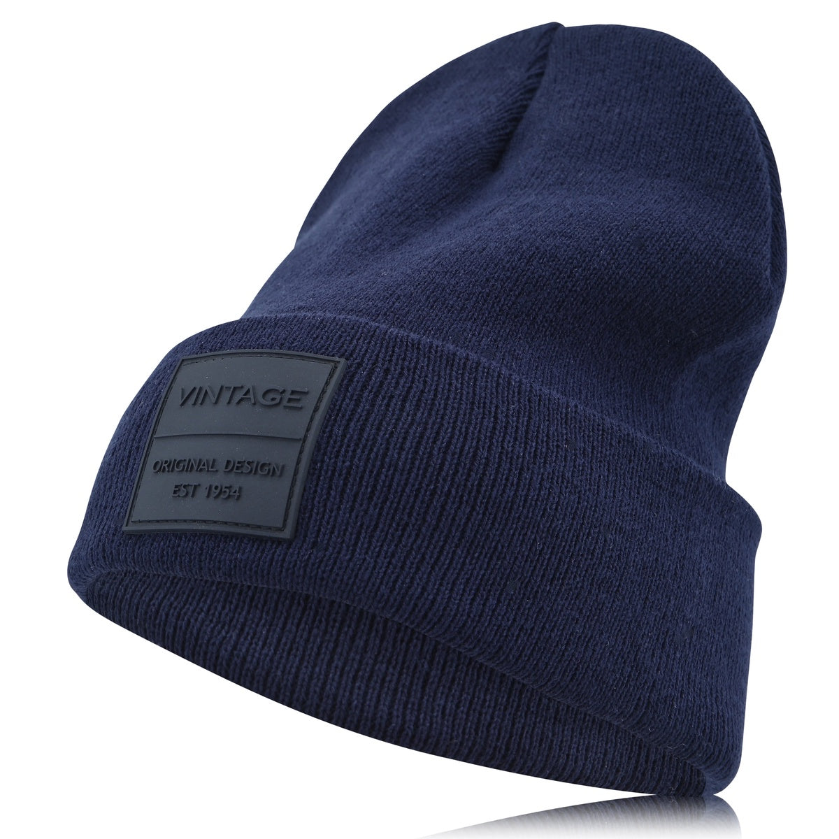  Vintage Havana Vintage Havana Navy Beanie for Women & Men | Thick Cuffed Knitted Winter Hat Beanies Unisex Skull Caps| Vintage Logo Patch - Default Title - Bonton