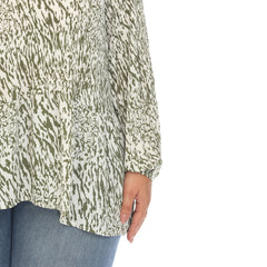 Plus Size Printed Peasant Blouse