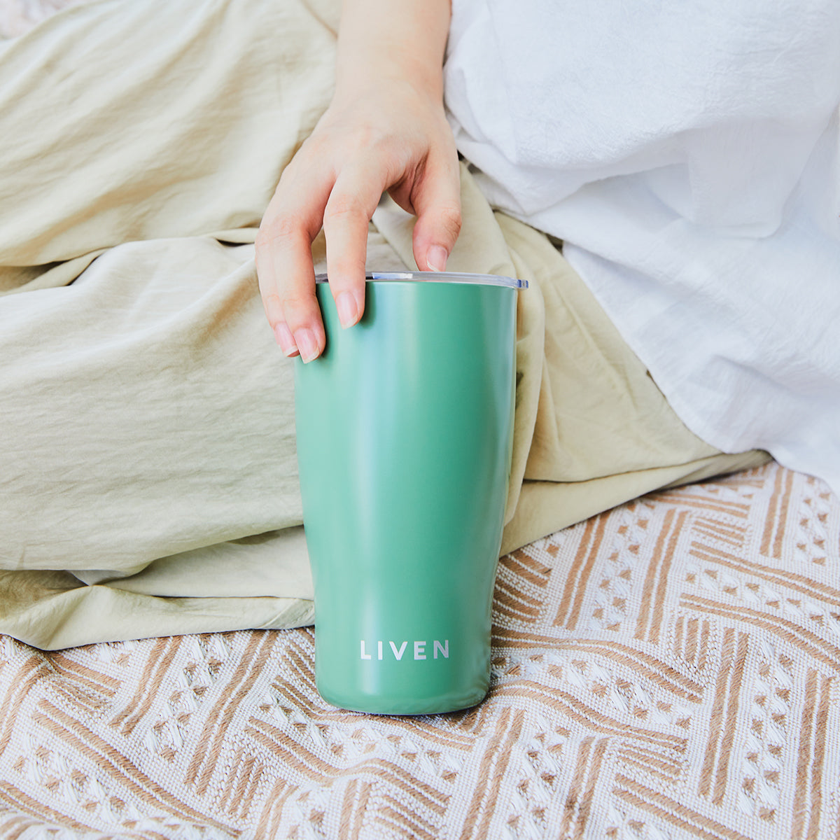  Acera Liven Glow™ Ceramic-Coated Stainless Steel Tumbler 19 Oz - Basil Green - Bonton