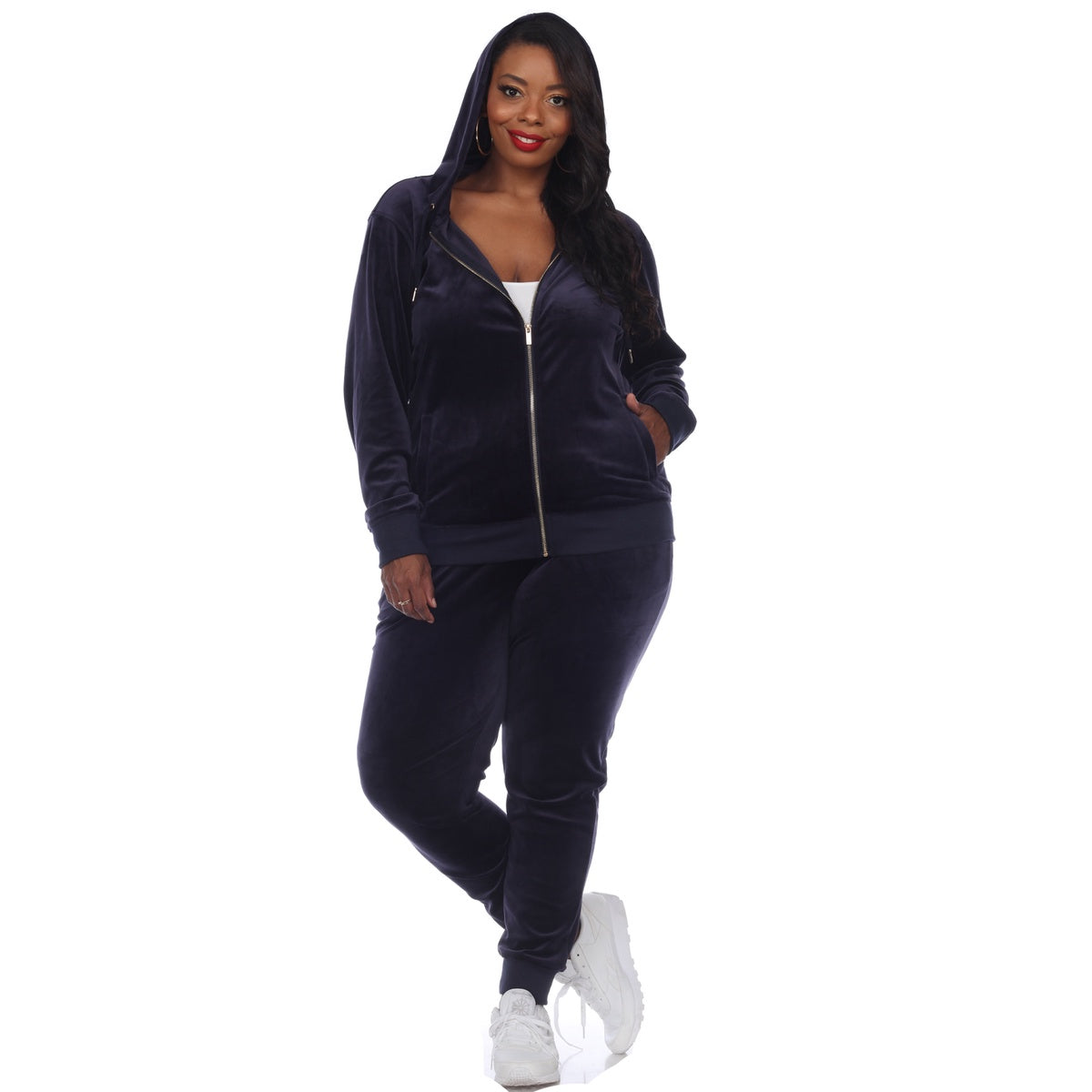  White Mark Plus Size 2 Piece Velour Tracksuit Set - 1X - Bonton