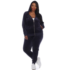 Plus Size 2 Piece Velour Tracksuit Set