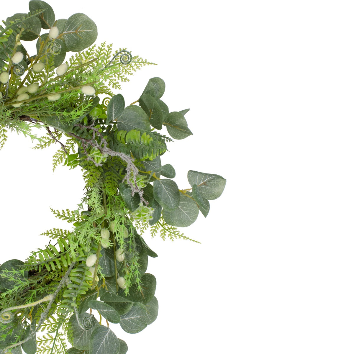  Northlight Eucalyptus and Foliage Springtime Floral Wreath  Green 21