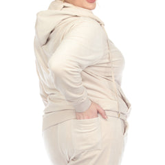 Plus Size 2 Piece Velour Tracksuit Set