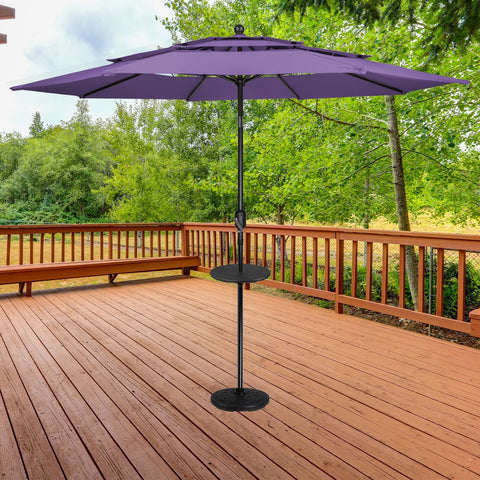 19.75" Black Outdoor Umbrella Table Tray
