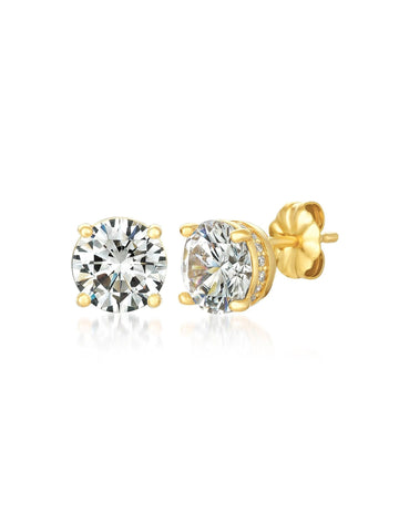 Royal Brilliant Cut Stud Earrings Finished in 18kt Yellow Gold