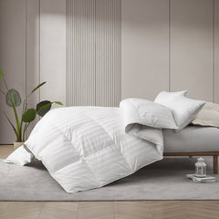 All Seasons Cotton Damask Stripe Down Alternative Comforter