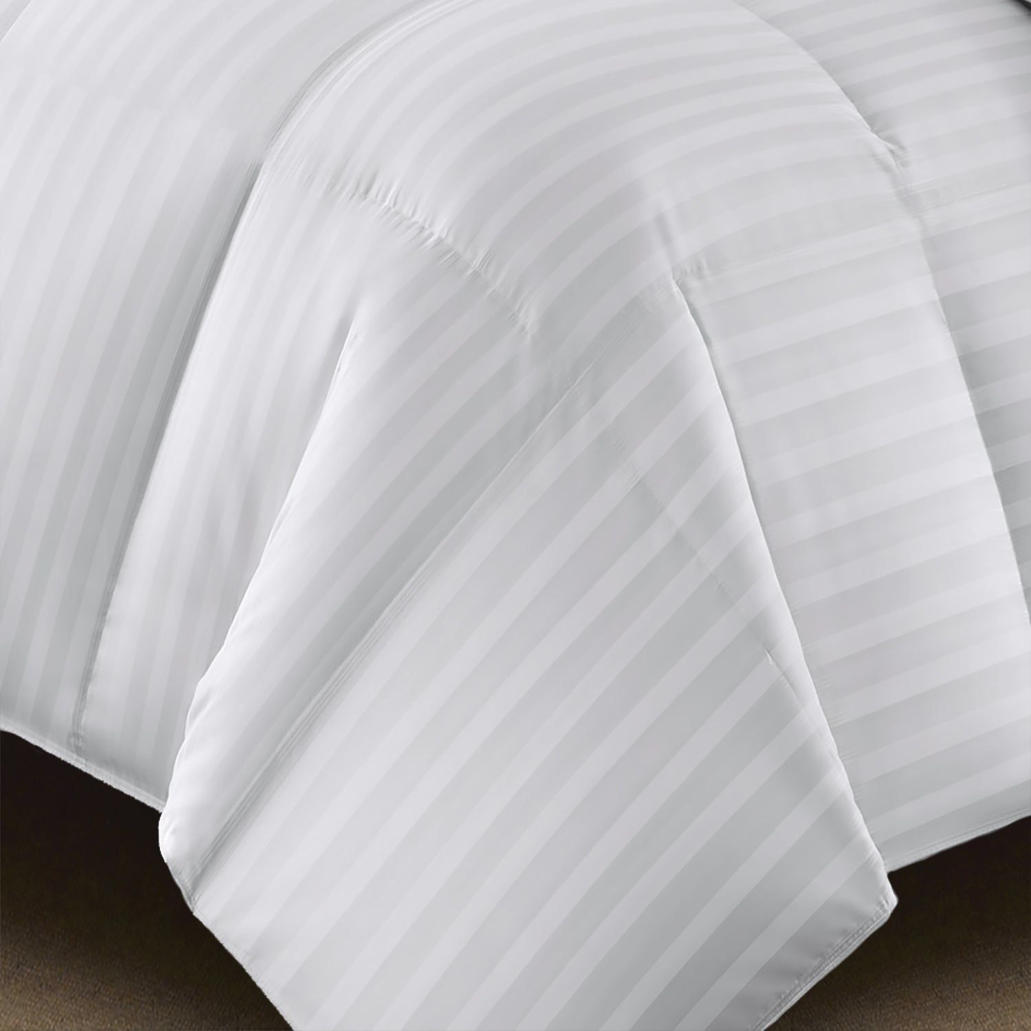  Blue Ridge Home Fashions All Seasons Cotton Damask Stripe Down Alternative Comforter - White - Bonton