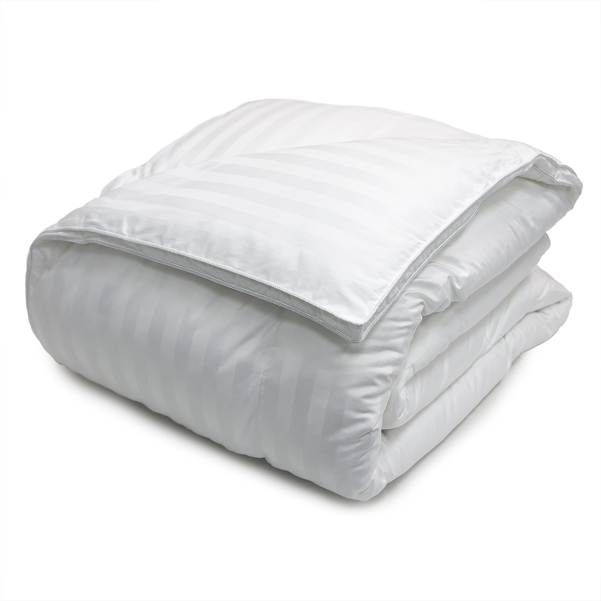  Blue Ridge Home Fashions All Seasons Cotton Damask Stripe Down Alternative Comforter - White - Bonton