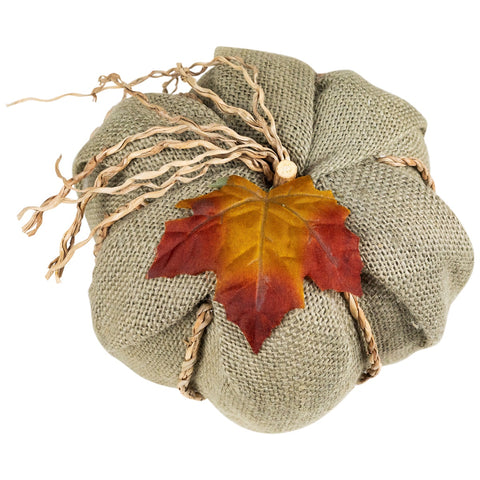 Burlap Autumn Harvest Pumpkin - 6.75" - Green