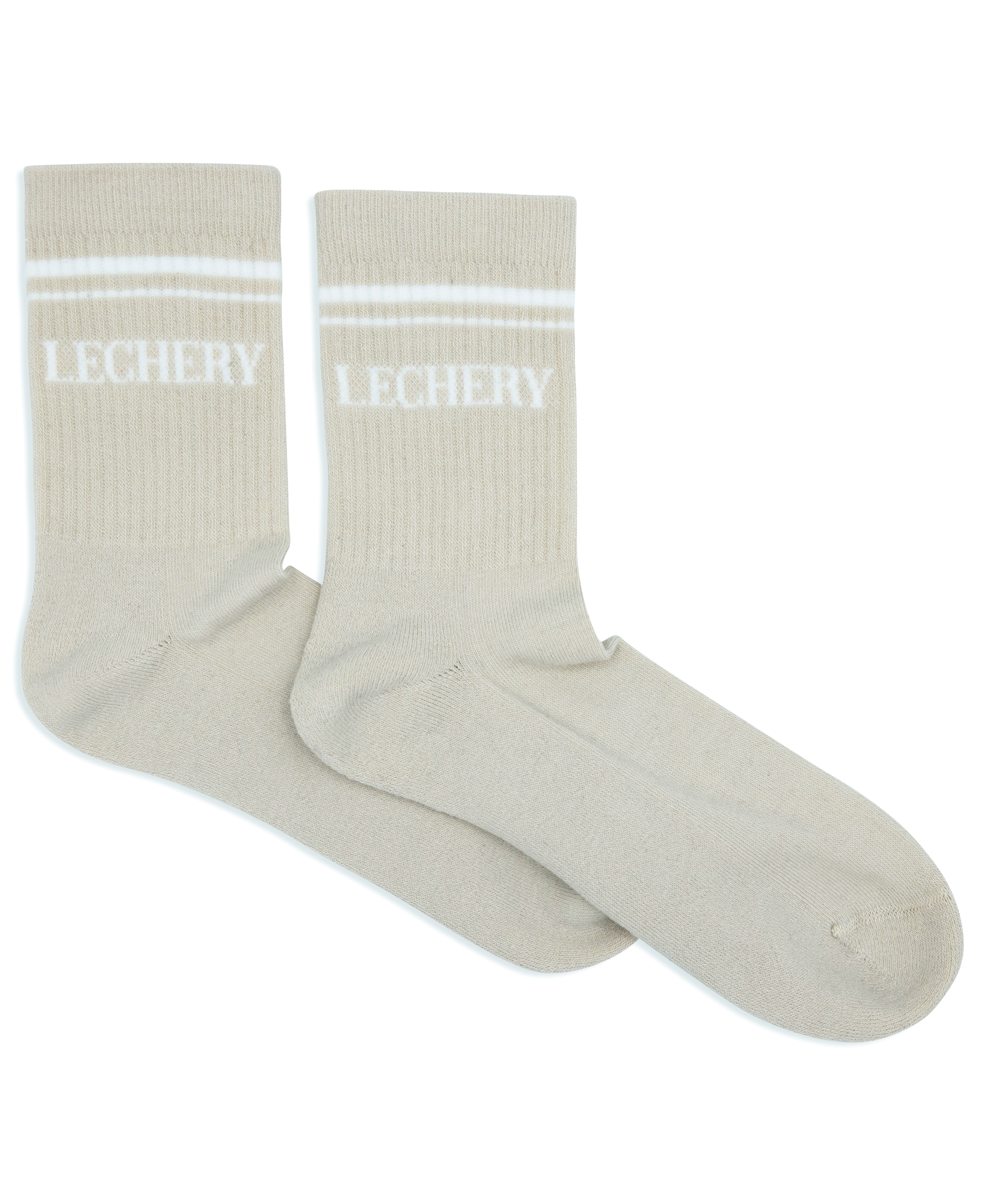  LECHERY LECHERY UNISEX VARSITY STRIPED HALF-CREW SOCKS - BLACK/WHITE - Bonton