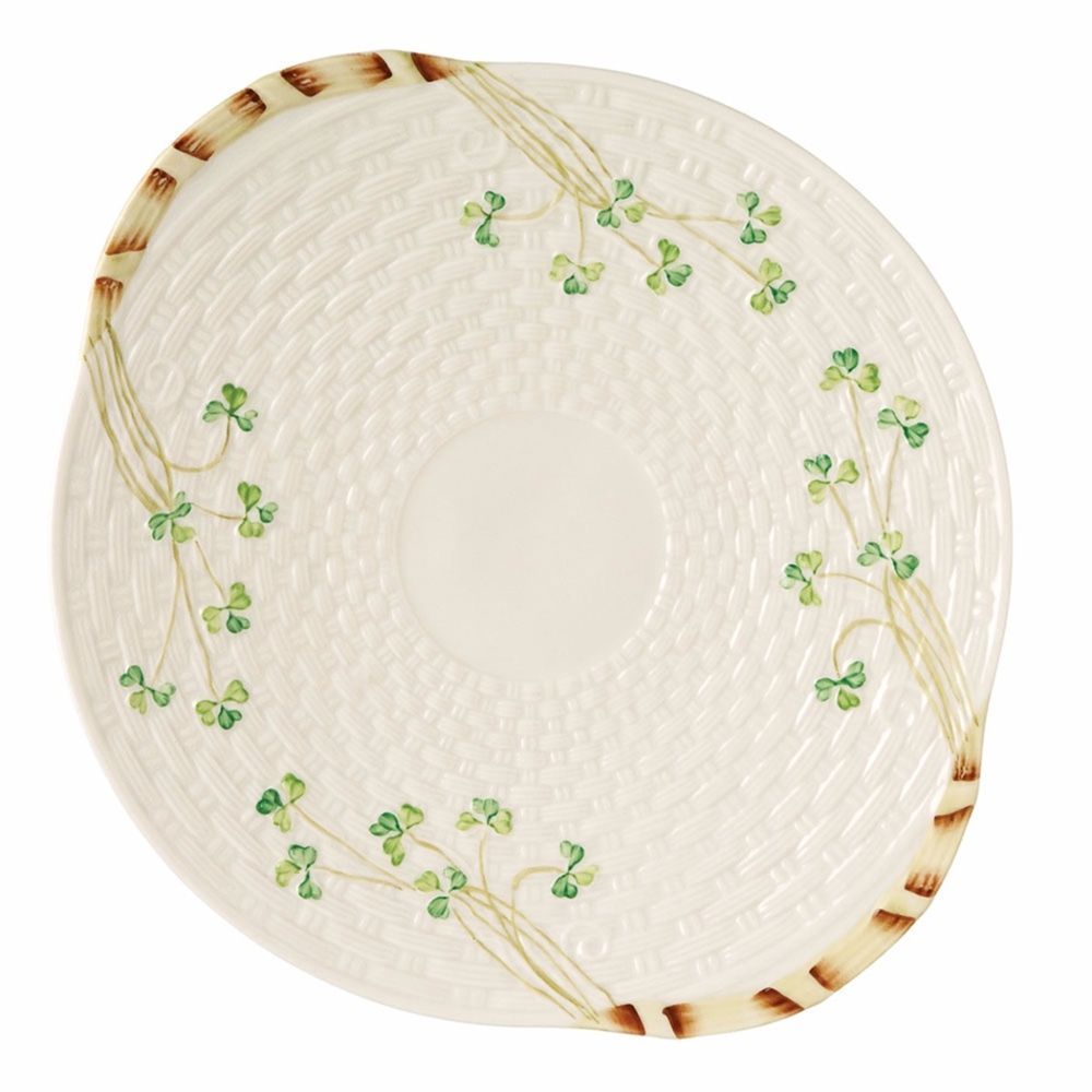  Belleek Pottery Irish Shamrock Tray - Ivory/Green - Bonton