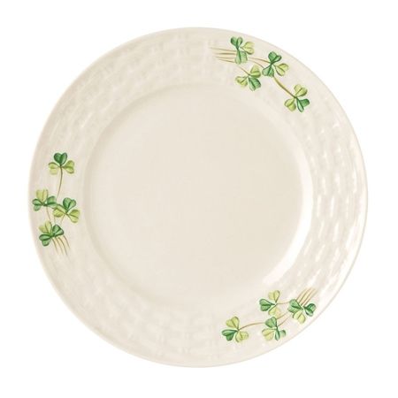  Belleek Pottery Irish Shamrock Side Plate - Ivory/Green - Bonton