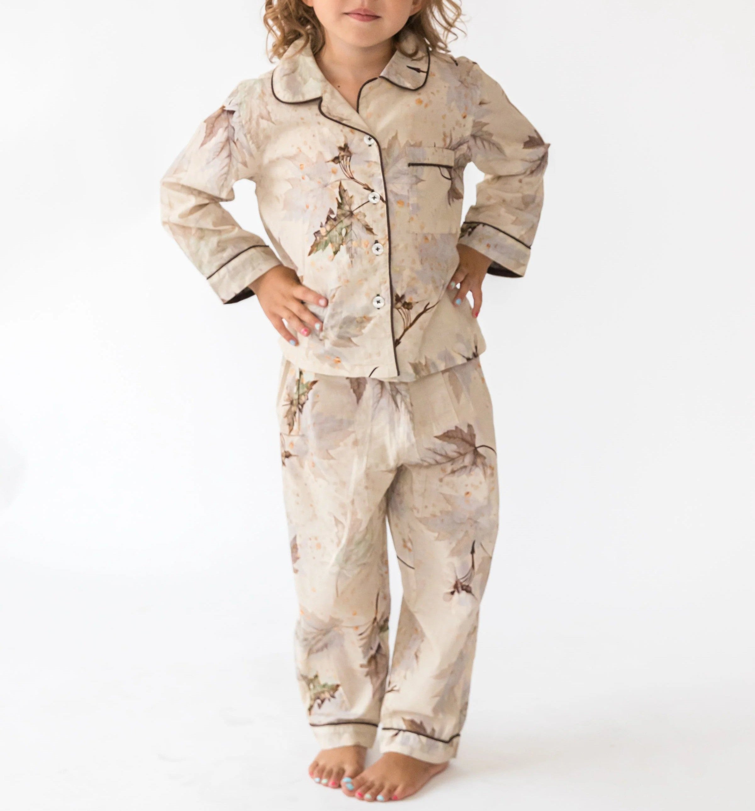  Alto Modas Kidâ€™s Maple Long Sleeve Shirt & Pant Lounge Set - Maple Print - Bonton