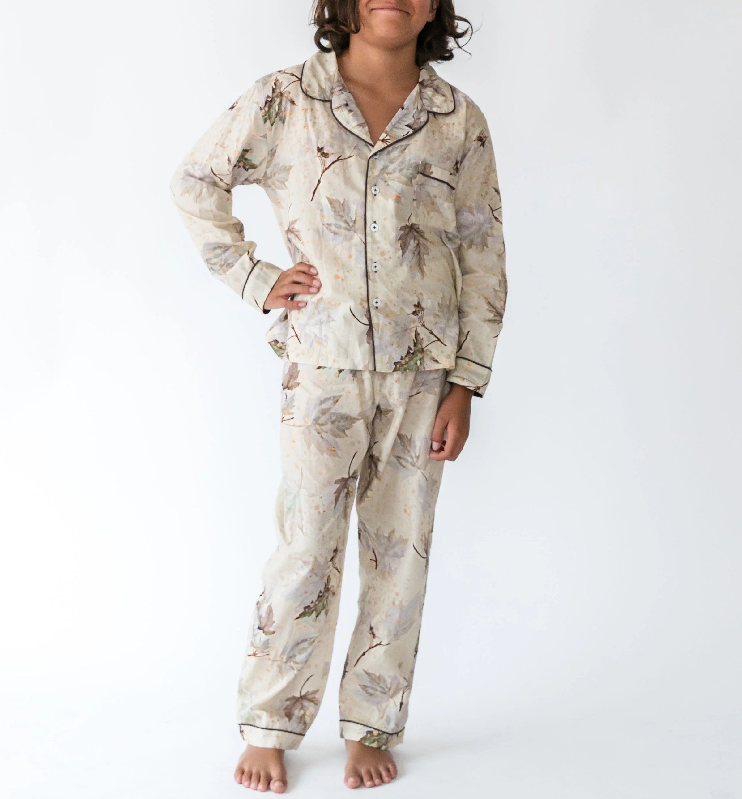  Alto Modas Kidâ€™s Maple Long Sleeve Shirt & Pant Lounge Set - Maple Print - Bonton