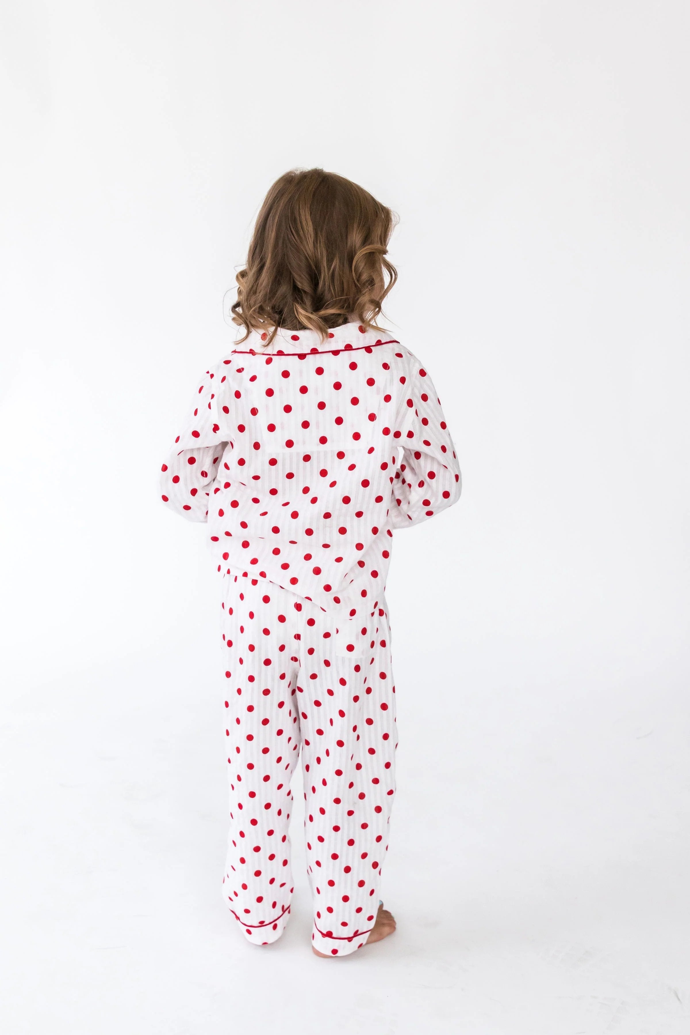  Alto Modas Kidâ€™s Seersucker Dots Long Sleeve Shirt & Pant Lounge Set - Seersucker Dots - Bonton