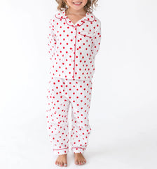 Kidâ€™s Seersucker Dots Long Sleeve Shirt & Pant Lounge Set