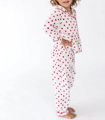 Kidâ€™s Seersucker Dots Long Sleeve Shirt & Pant Lounge Set