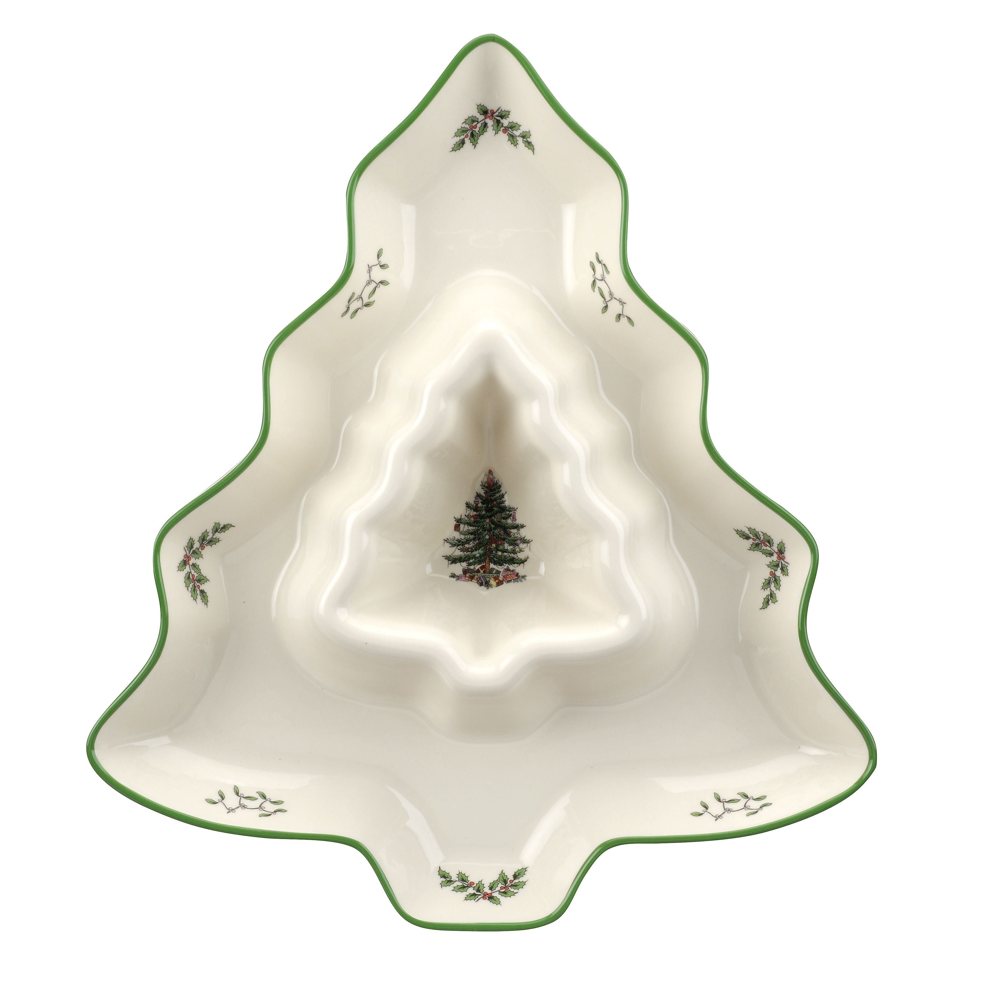  Spode Christmas Tree Chip & Dip - White - Bonton