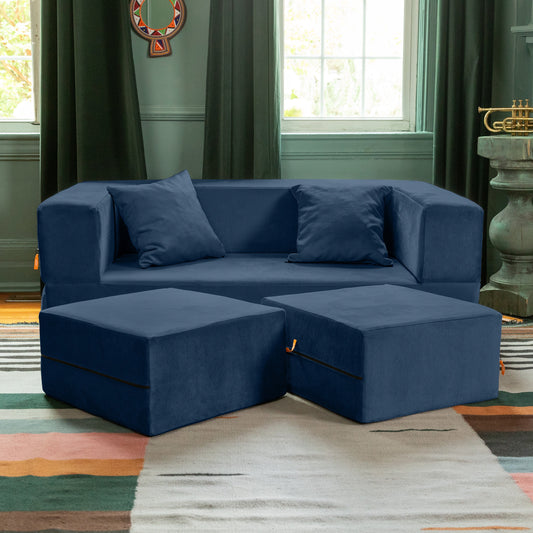 Zipline Convertible Sleeper Loveseat & Ottomans