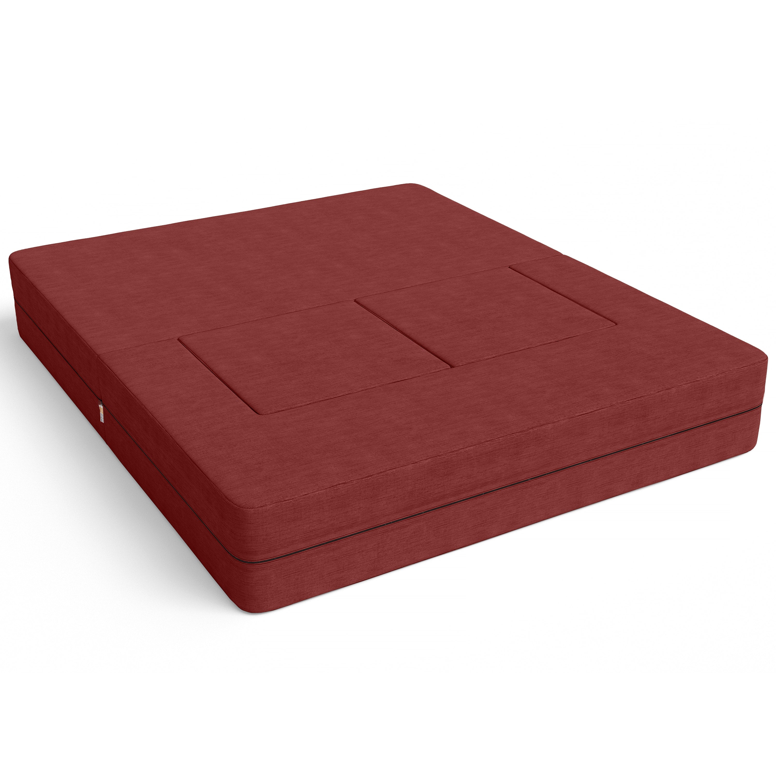  Jaxx Zipline Convertible Sleeper Loveseat & Ottomans - Berry Red - Bonton